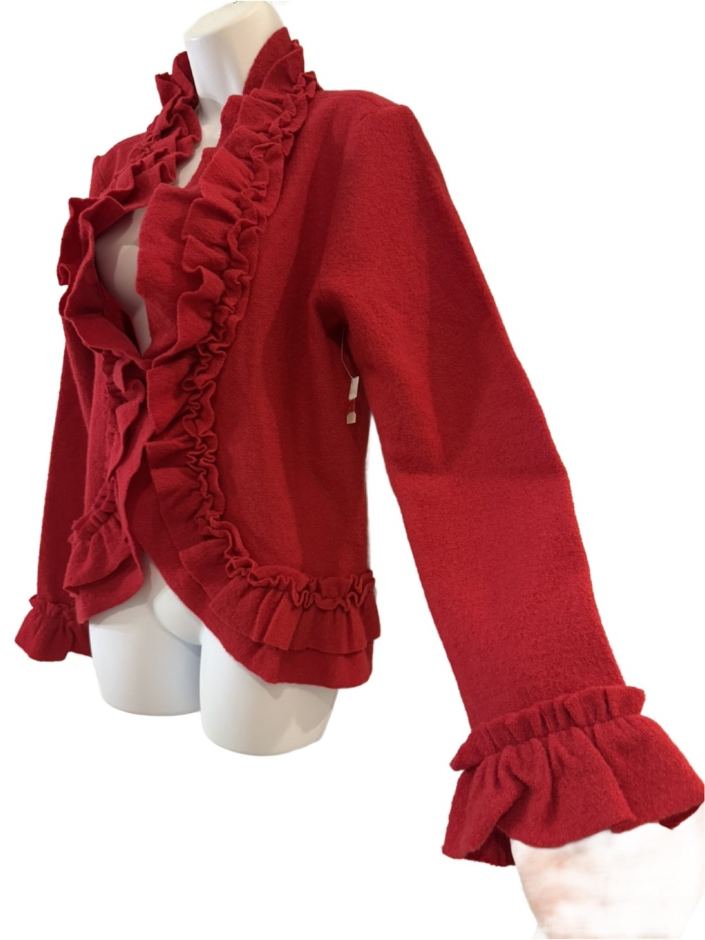 Madison Ruffle Neck Wool Jacket. Large